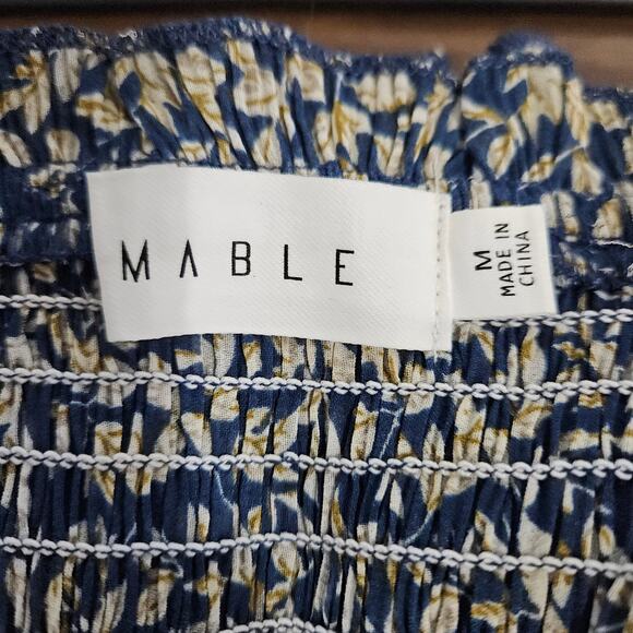 Mable Womens Smocked Long Ruffle Sleeveless Dress Blue Midi Size Medium - Picture 8 of 8